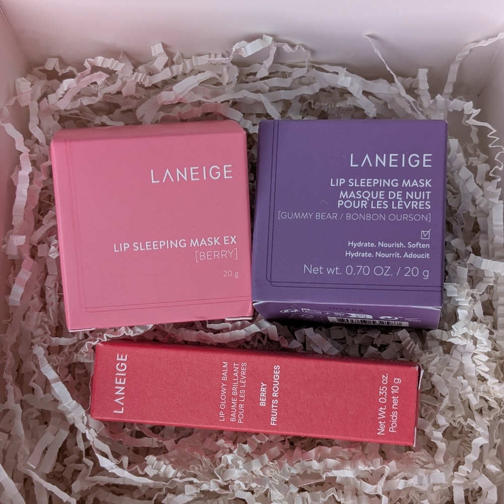 GIFT SET 🎅 Laneige Lip Sleeping Mask + Lip Glowy Balm Bundle Lip Care Set
